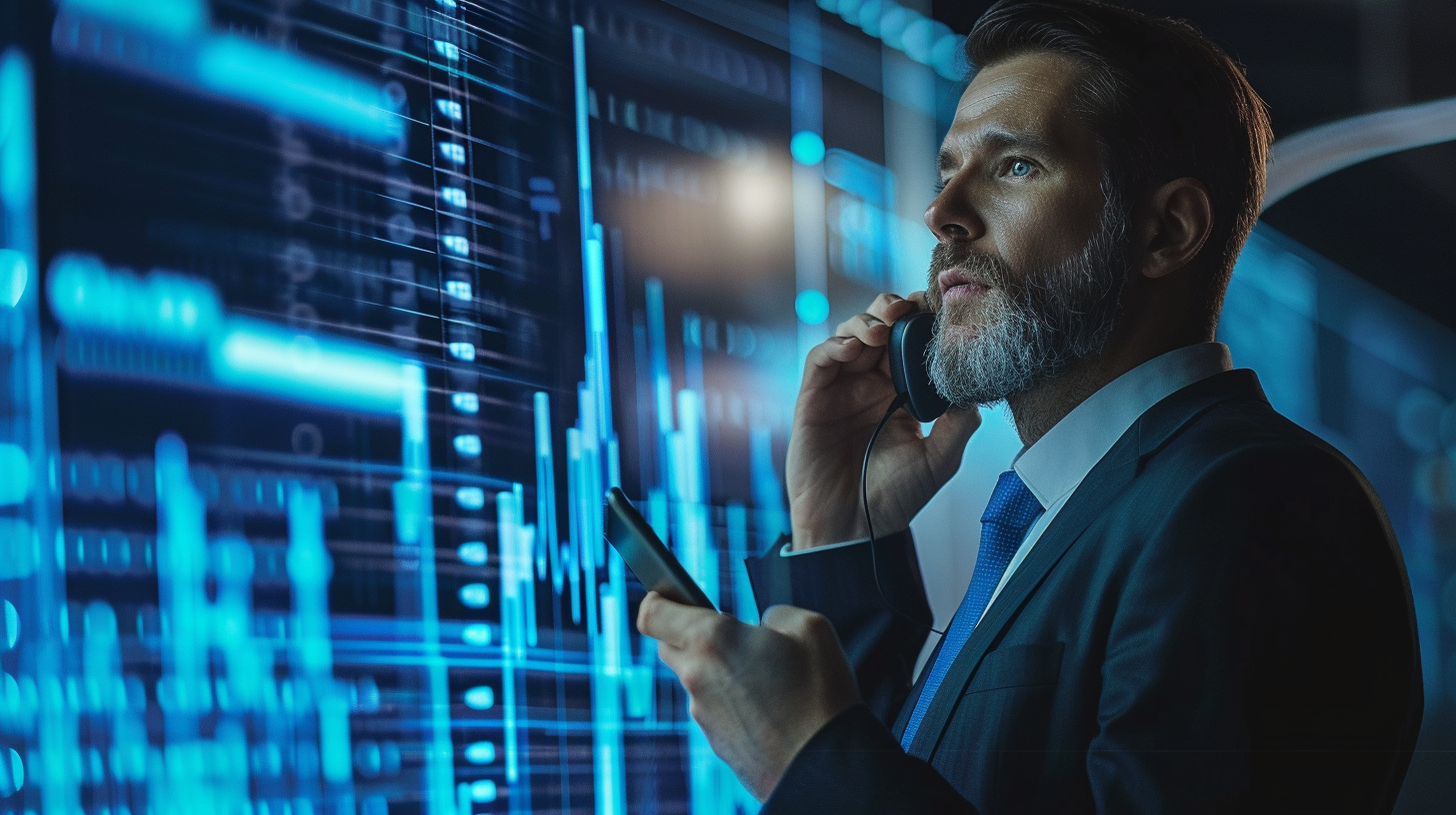 Audio deepfake detection in banking showing CEO fraud phone call scenario using AI voice cloning