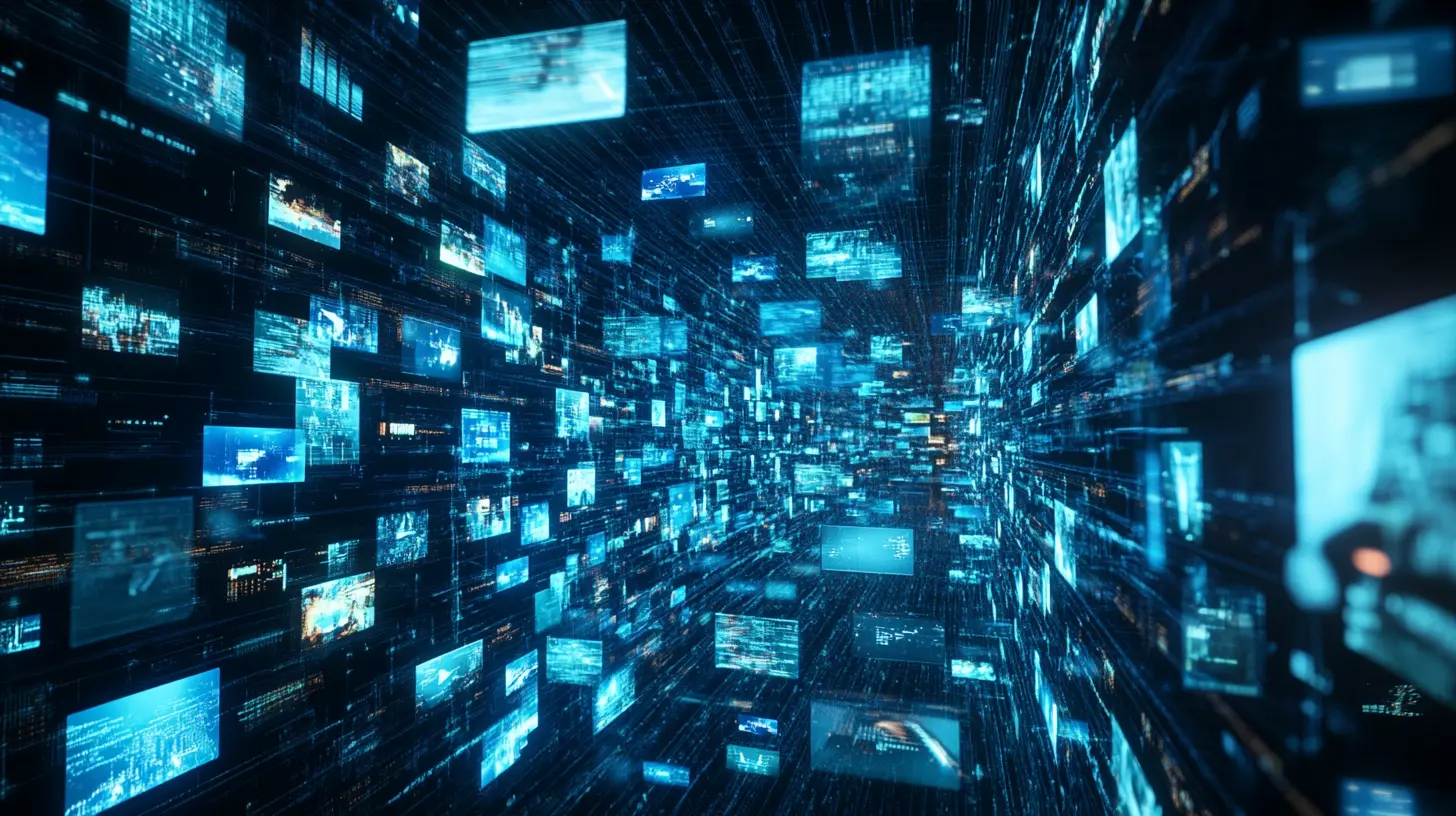 Conceptual visualization of cognitive warfare showing repeated media narratives spreading across digital networks.