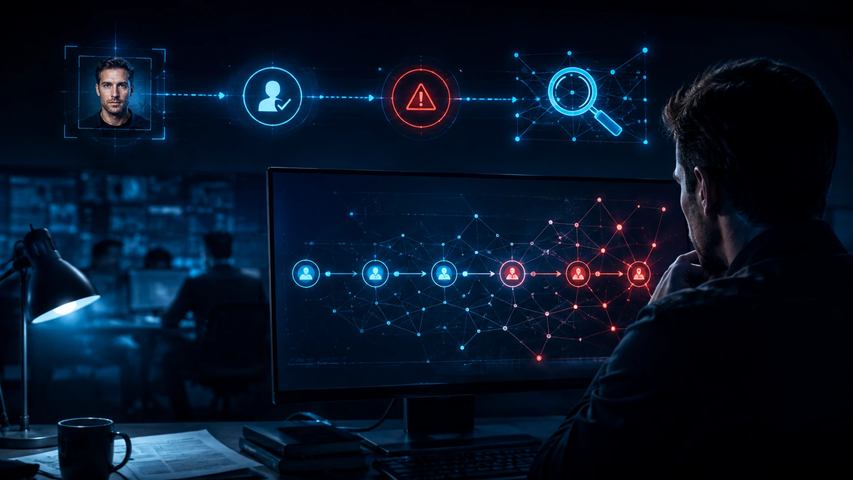 Deepfake identity fraud progressing through verification and later being identified during fraud investigation