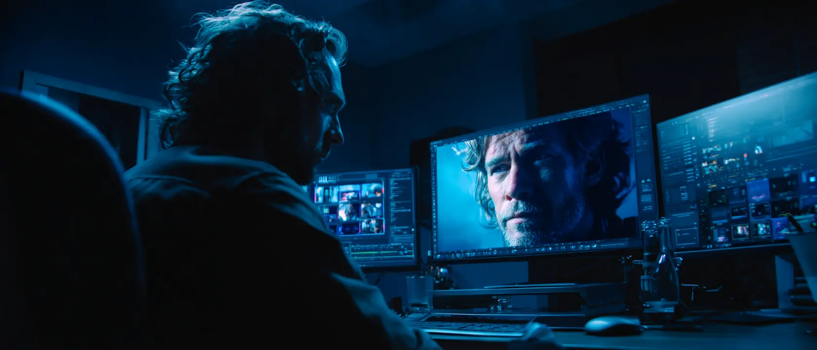 Cybercrime investigators analyzing executive deepfake fraud using AI forensic detection tools.