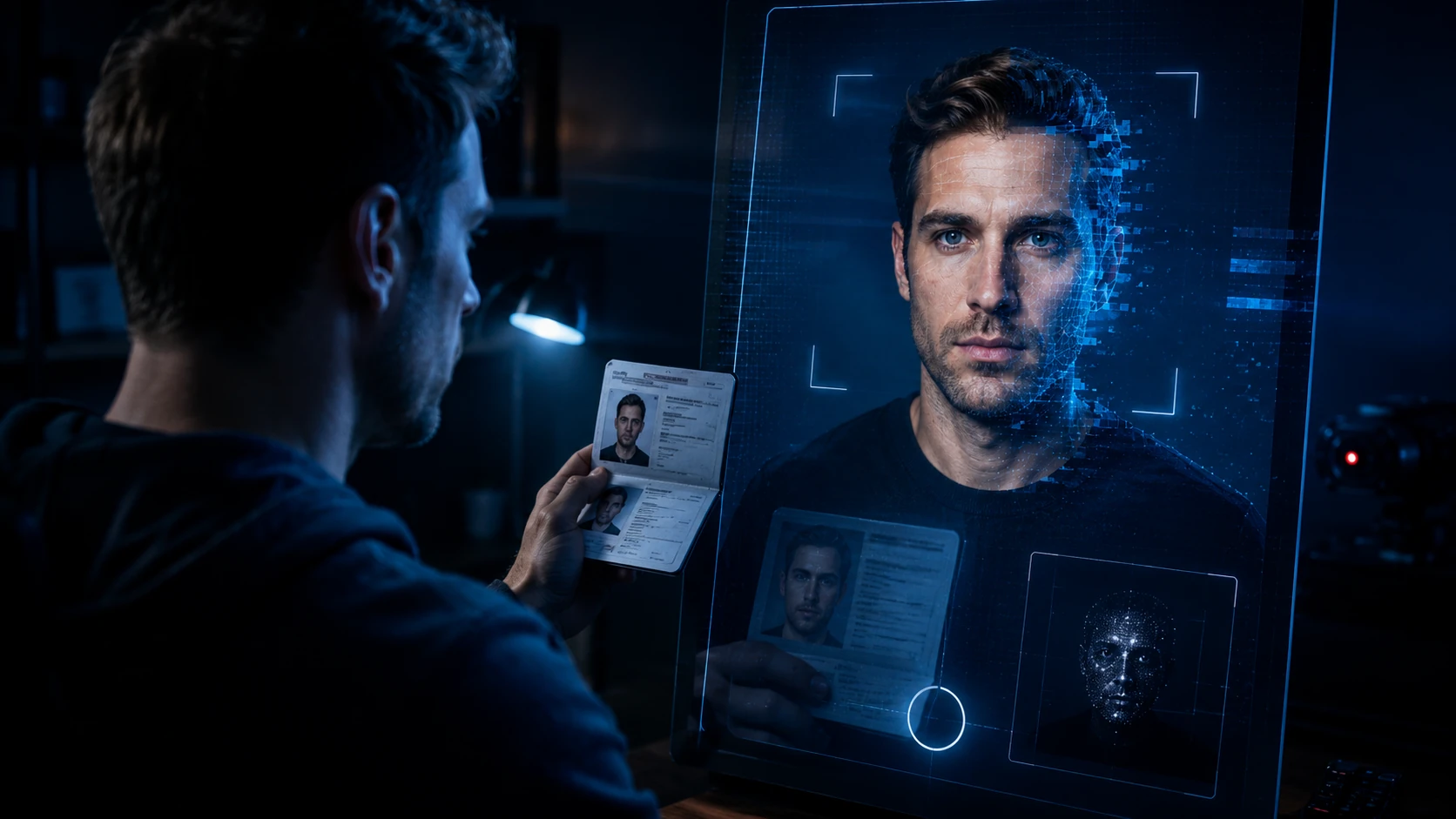 Identity verification process comparing submitted identity documents with suspected manipulated facial media