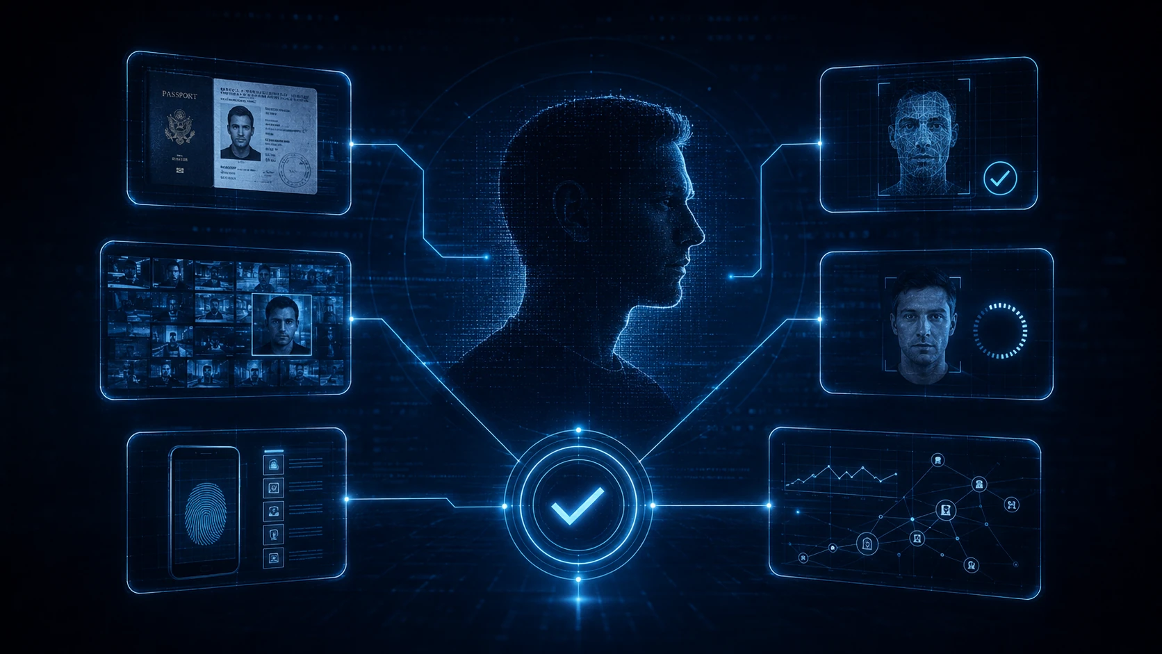 Multi-signal identity verification combining media authenticity, biometric, document, device, and behavioral risk signals
