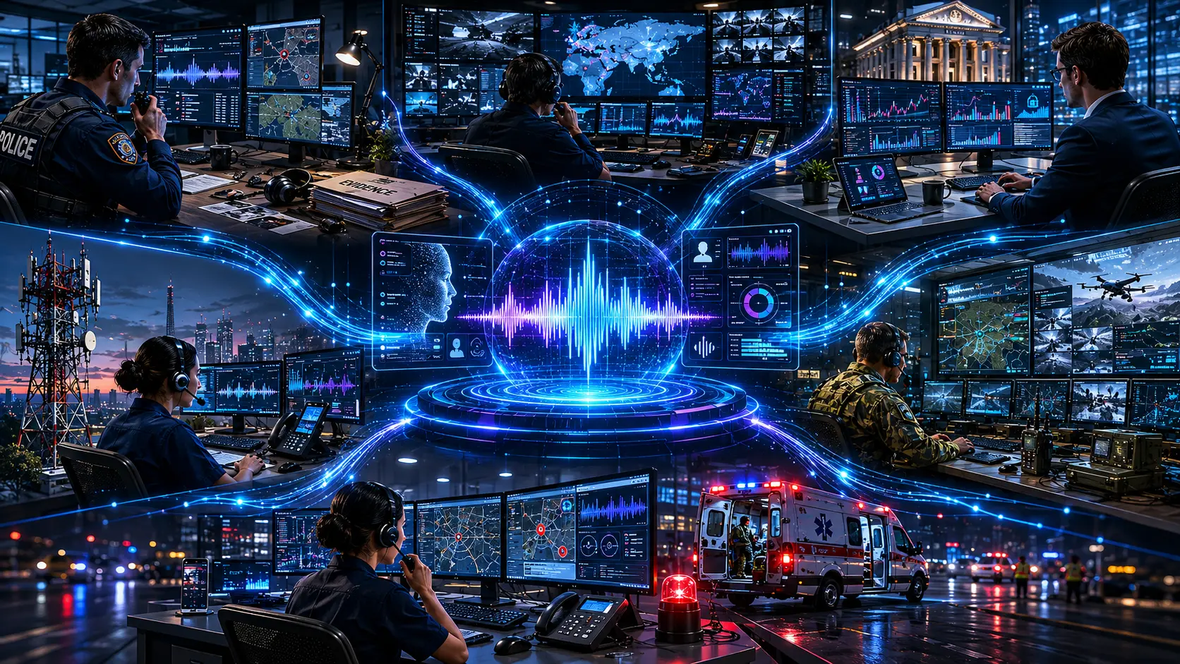 Voice pattern analysis and speech behavior analysis dashboard for detecting tone, stress, speaker changes, and audio intelligence signals